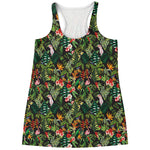 Tropical Patchwork Pattern Print Women's Racerback Tank Top