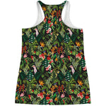 Tropical Patchwork Pattern Print Women's Racerback Tank Top