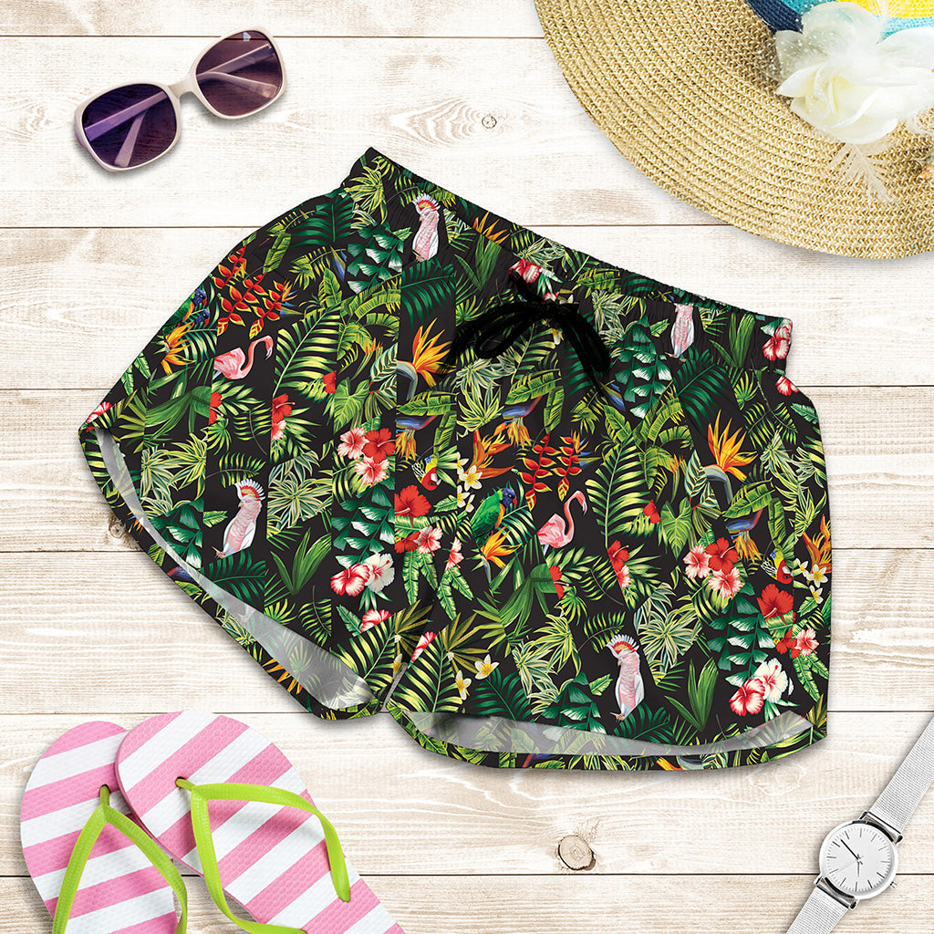 Tropical Patchwork Pattern Print Women's Shorts
