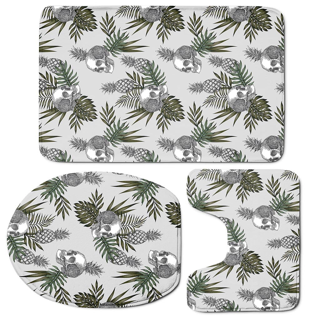 Tropical Pineapple Skull Pattern Print 3 Piece Bath Mat Set