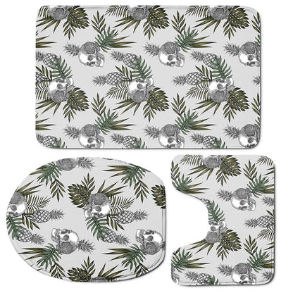 Tropical Pineapple Skull Pattern Print 3 Piece Bath Mat Set