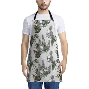 Tropical Pineapple Skull Pattern Print Apron