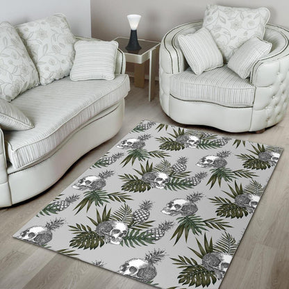 Tropical Pineapple Skull Pattern Print Area Rug GearFrost
