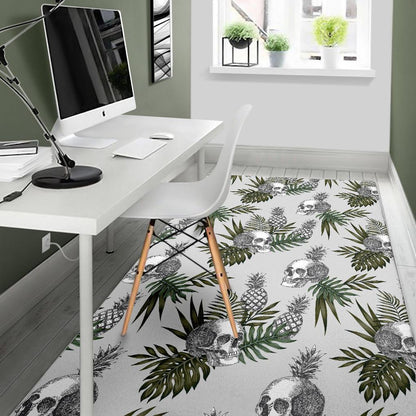 Tropical Pineapple Skull Pattern Print Area Rug GearFrost