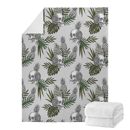 Tropical Pineapple Skull Pattern Print Blanket