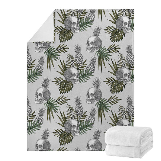 Tropical Pineapple Skull Pattern Print Blanket