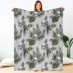 Tropical Pineapple Skull Pattern Print Blanket