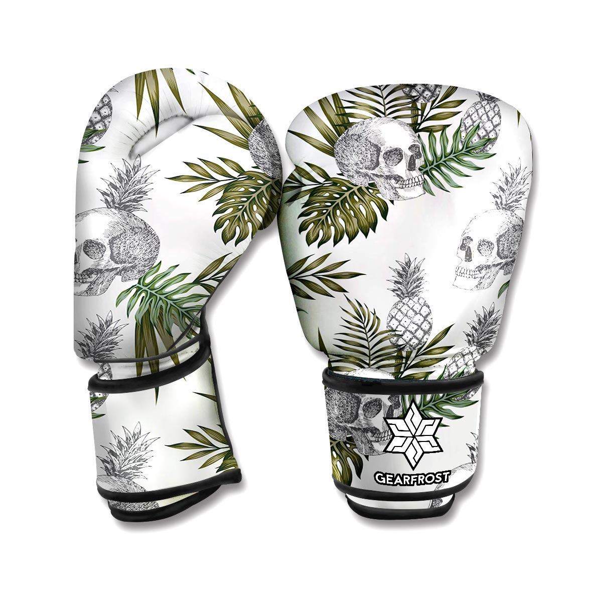Tropical Pineapple Skull Pattern Print Boxing Gloves
