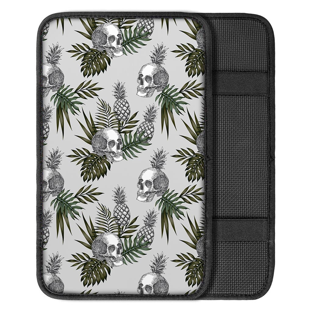 Tropical Pineapple Skull Pattern Print Car Center Console Cover