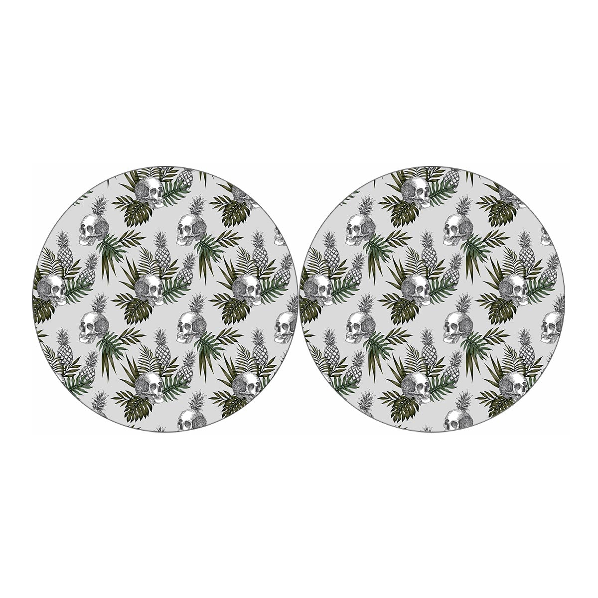 Tropical Pineapple Skull Pattern Print Car Coasters