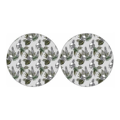 Tropical Pineapple Skull Pattern Print Car Coasters