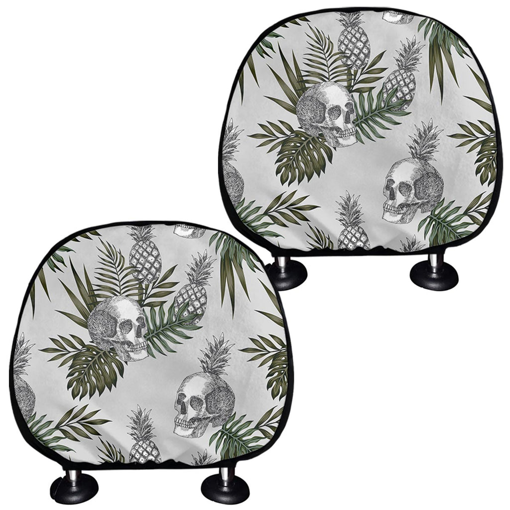 Tropical Pineapple Skull Pattern Print Car Headrest Covers