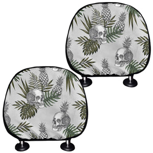 Tropical Pineapple Skull Pattern Print Car Headrest Covers