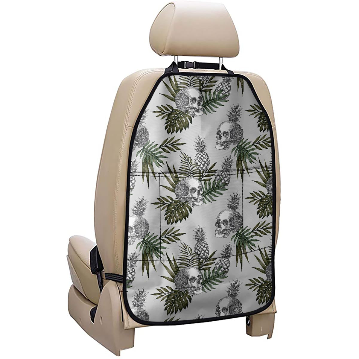 Tropical Pineapple Skull Pattern Print Car Seat Organizers