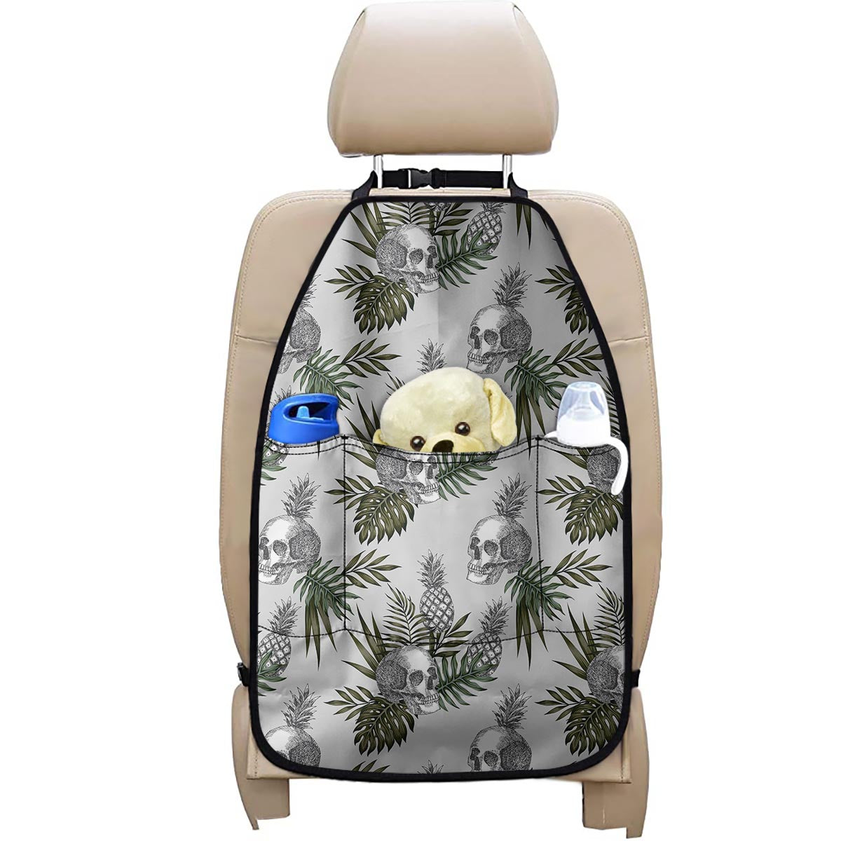 Tropical Pineapple Skull Pattern Print Car Seat Organizers