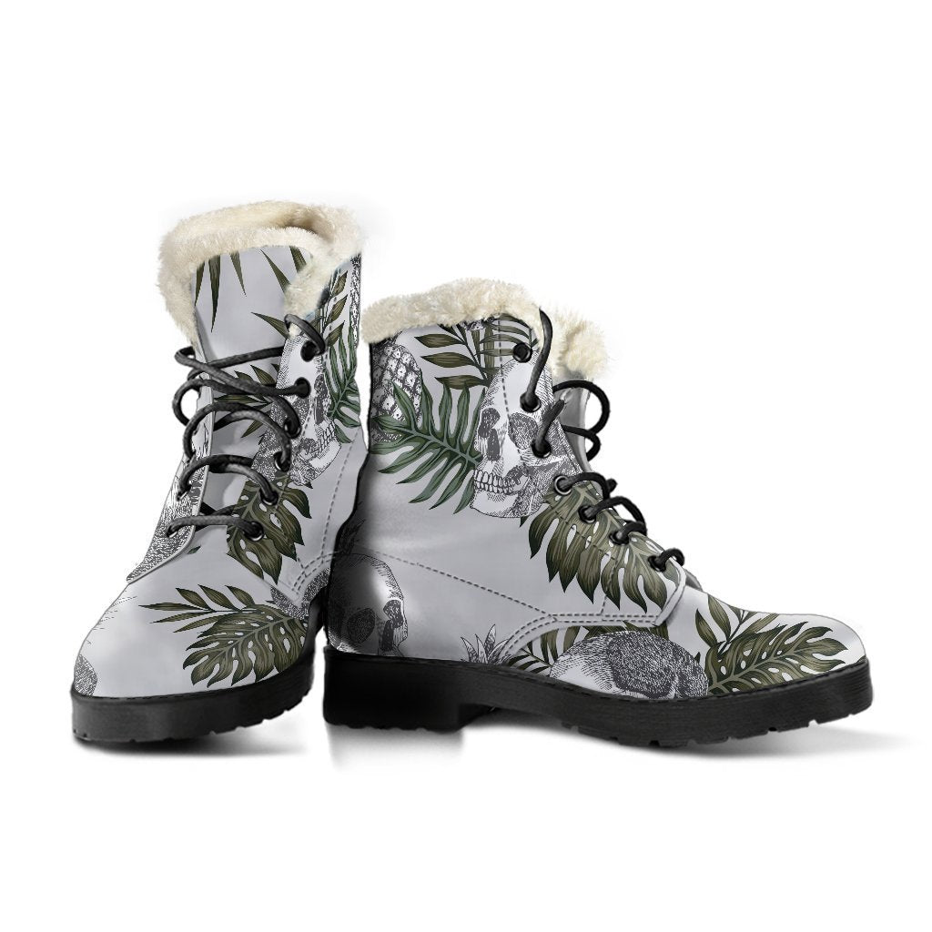Tropical Pineapple Skull Pattern Print Comfy Boots GearFrost
