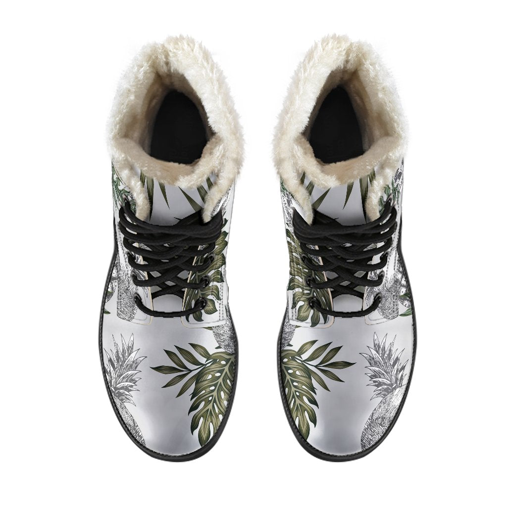Tropical Pineapple Skull Pattern Print Comfy Boots GearFrost