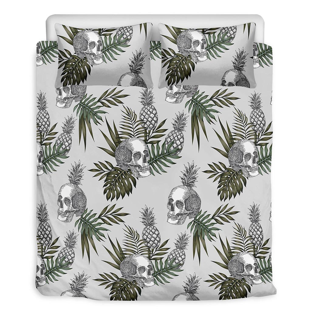 Tropical Pineapple Skull Pattern Print Duvet Cover Bedding Set