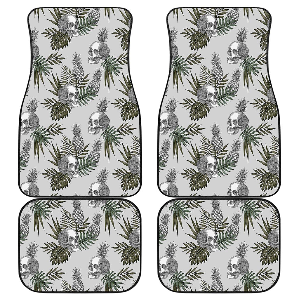 Tropical Pineapple Skull Pattern Print Front and Back Car Floor Mats