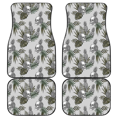 Tropical Pineapple Skull Pattern Print Front and Back Car Floor Mats