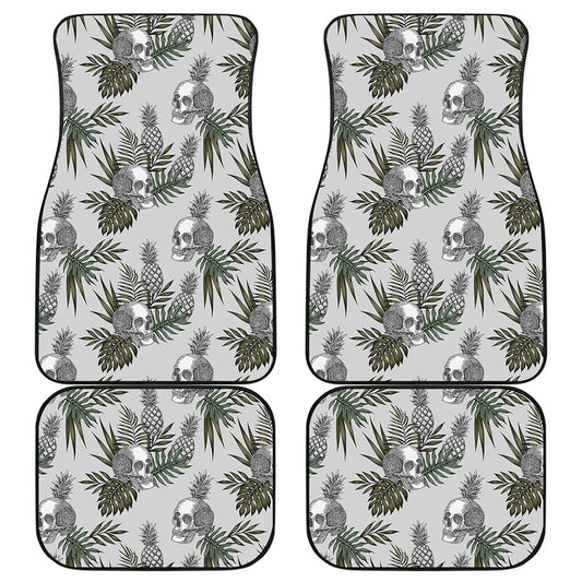 Tropical Pineapple Skull Pattern Print Front and Back Car Floor Mats
