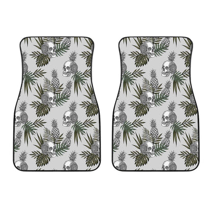 Tropical Pineapple Skull Pattern Print Front Car Floor Mats