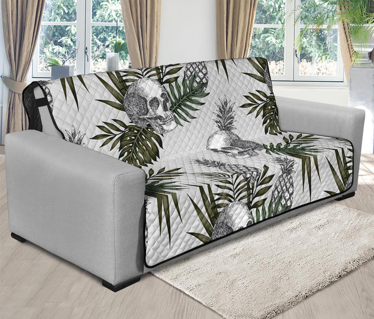 Tropical Pineapple Skull Pattern Print Futon Protector