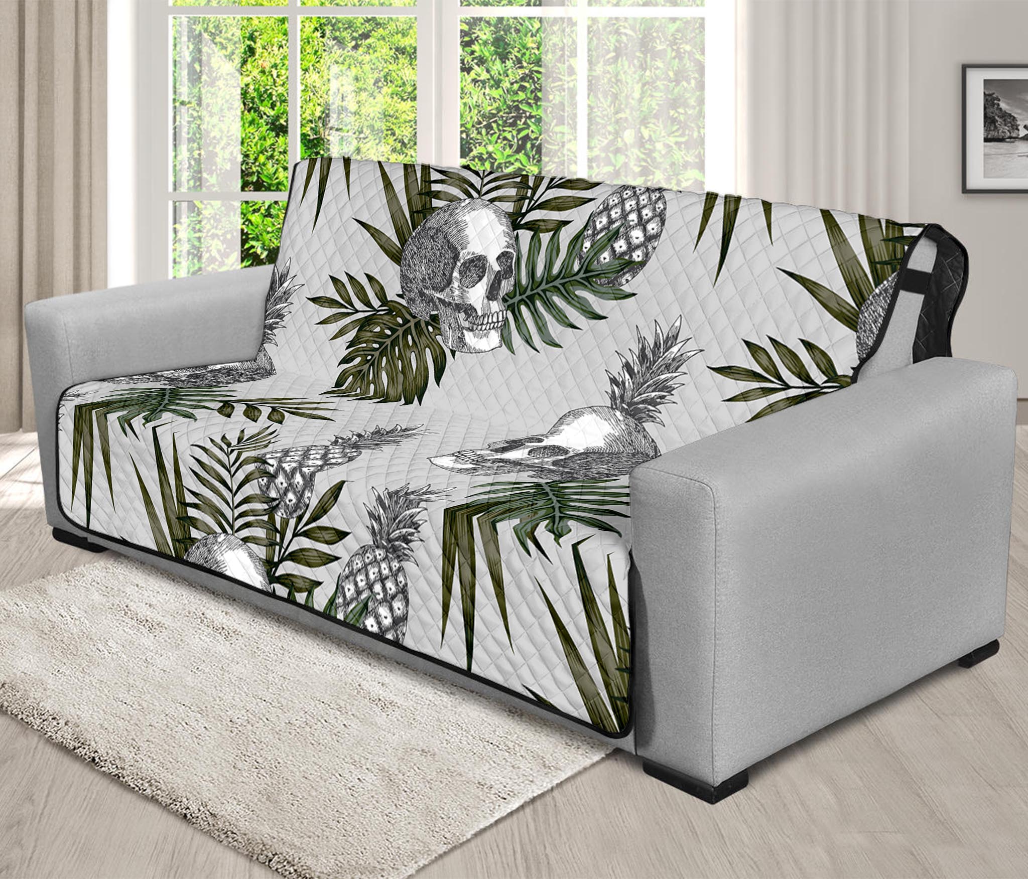 Tropical Pineapple Skull Pattern Print Futon Protector