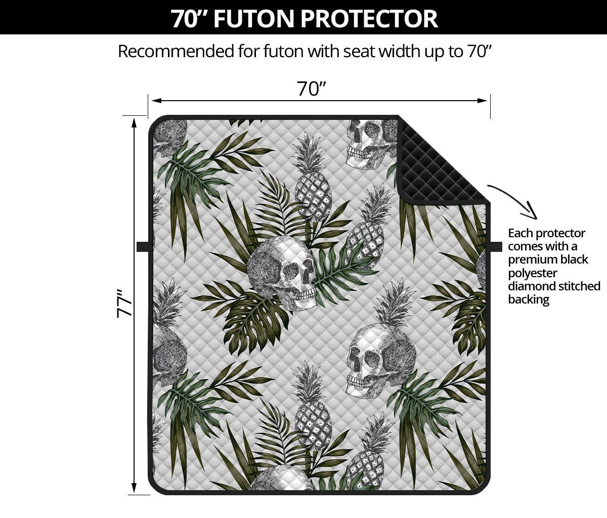 Tropical Pineapple Skull Pattern Print Futon Protector