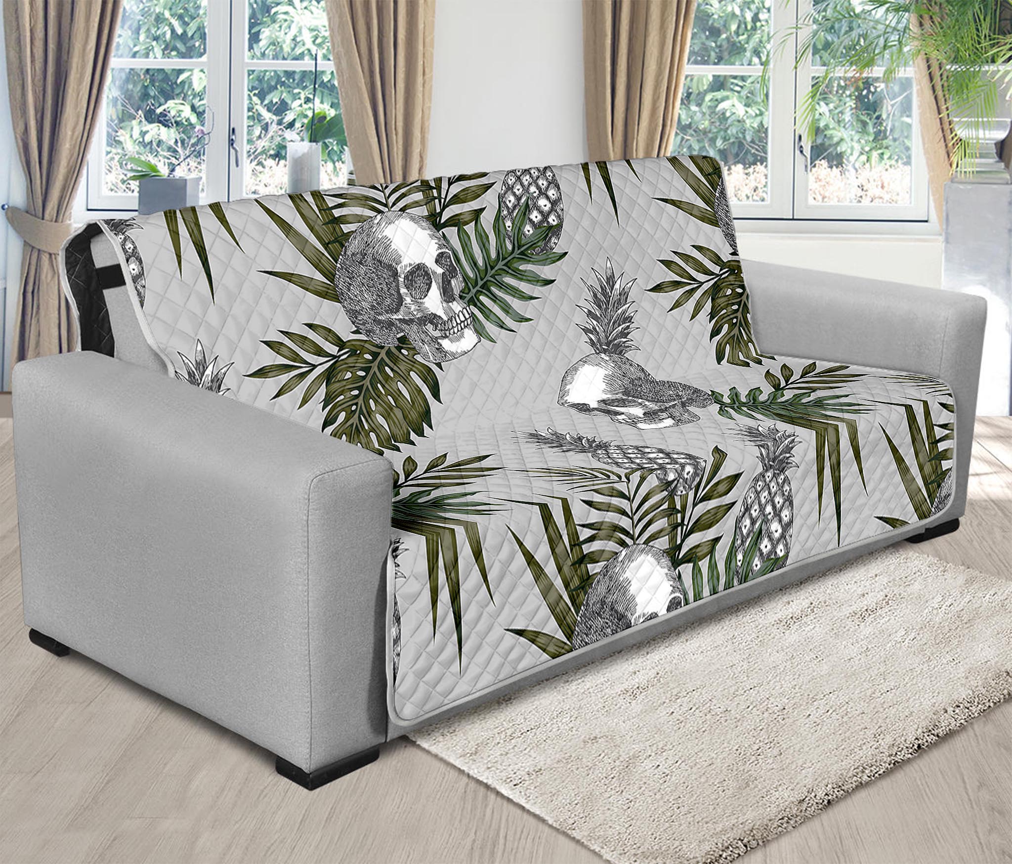 Tropical Pineapple Skull Pattern Print Futon Protector