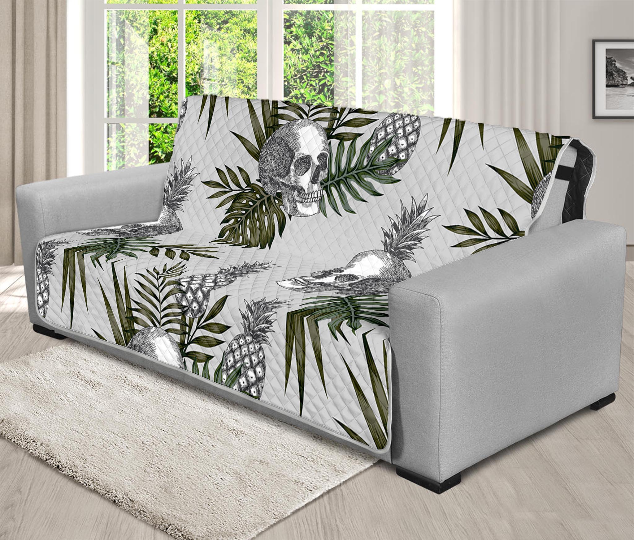 Tropical Pineapple Skull Pattern Print Futon Protector