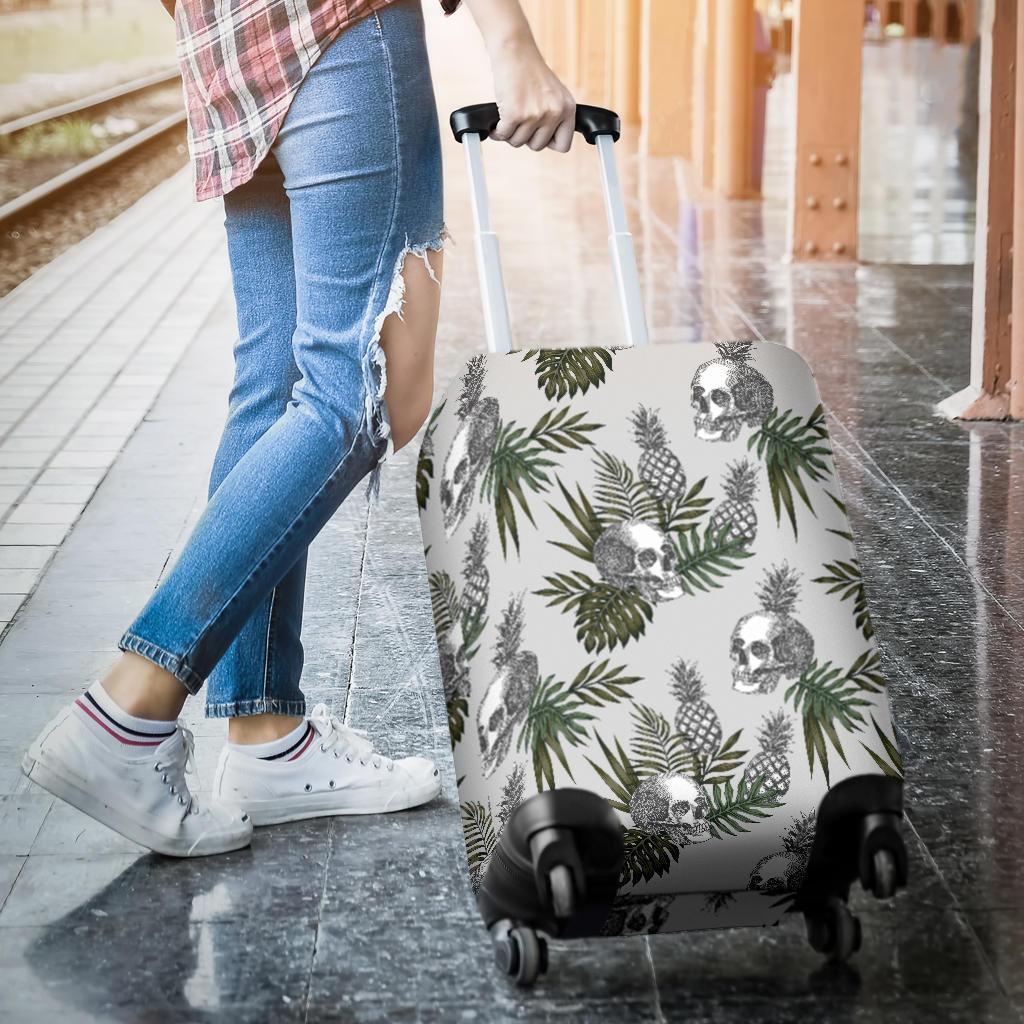 Tropical Pineapple Skull Pattern Print Luggage Cover GearFrost