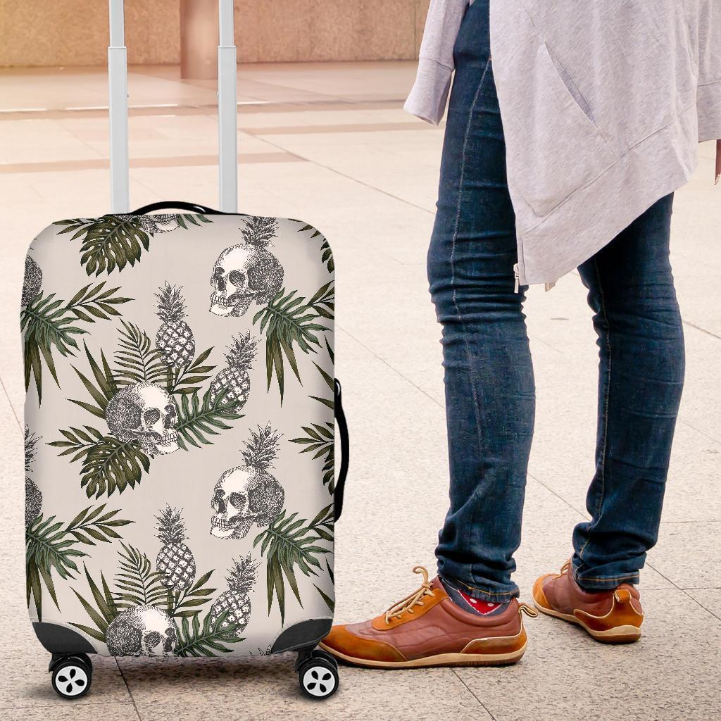 Tropical Pineapple Skull Pattern Print Luggage Cover GearFrost