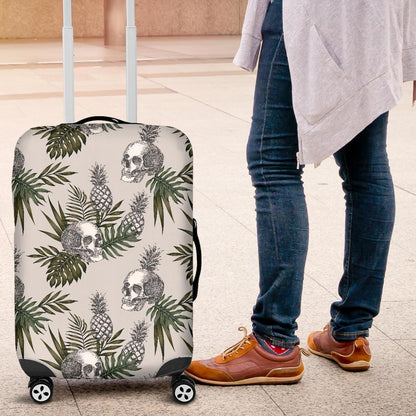 Tropical Pineapple Skull Pattern Print Luggage Cover GearFrost