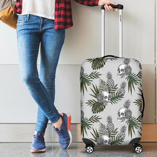 Tropical Pineapple Skull Pattern Print Luggage Cover GearFrost