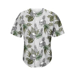 Tropical Pineapple Skull Pattern Print Men's Baseball Jersey