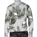 Tropical Pineapple Skull Pattern Print Men's Crewneck Sweatshirt GearFrost