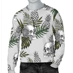 Tropical Pineapple Skull Pattern Print Men's Crewneck Sweatshirt GearFrost
