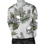 Tropical Pineapple Skull Pattern Print Men's Crewneck Sweatshirt GearFrost