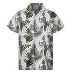 Tropical Pineapple Skull Pattern Print Men's Short Sleeve Shirt