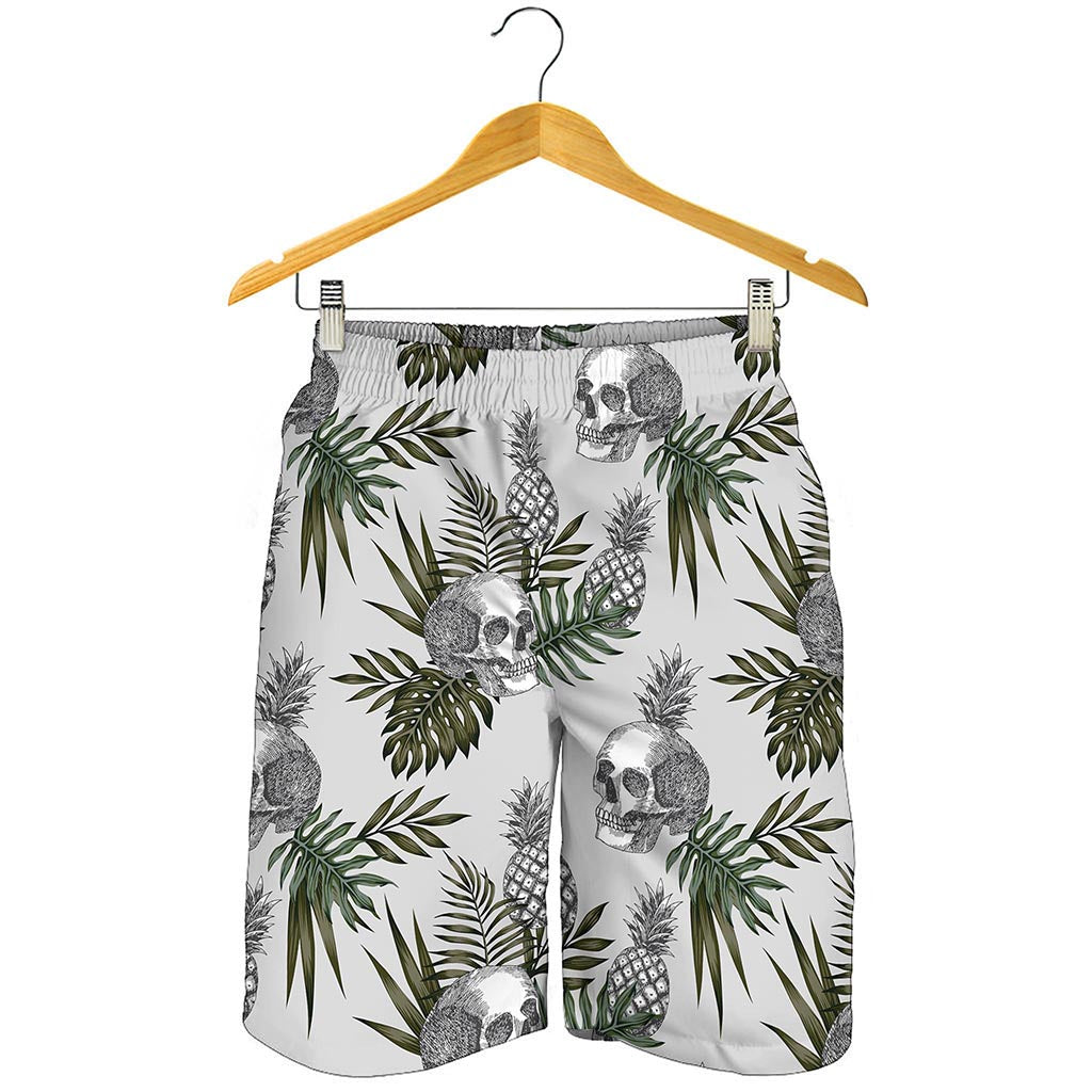 Tropical Pineapple Skull Pattern Print Men's Shorts