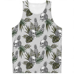 Tropical Pineapple Skull Pattern Print Men's Tank Top