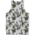 Tropical Pineapple Skull Pattern Print Men's Tank Top