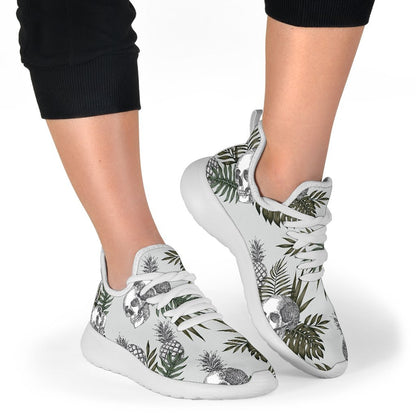 Tropical Pineapple Skull Pattern Print Mesh Knit Shoes GearFrost