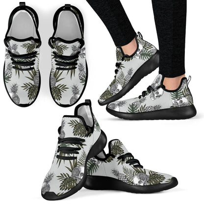 Tropical Pineapple Skull Pattern Print Mesh Knit Shoes GearFrost