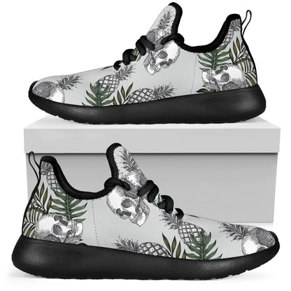 Tropical Pineapple Skull Pattern Print Mesh Knit Shoes GearFrost