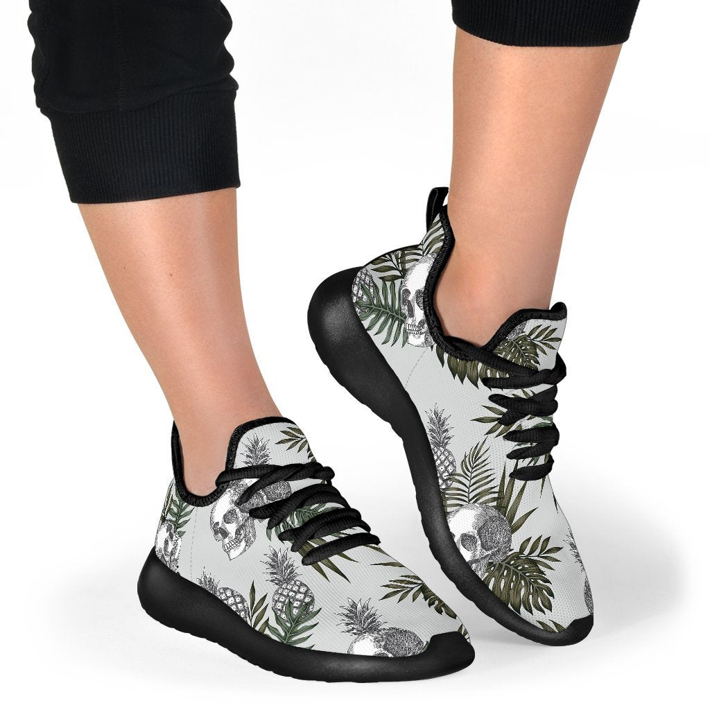 Tropical Pineapple Skull Pattern Print Mesh Knit Shoes GearFrost