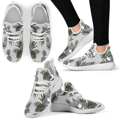 Tropical Pineapple Skull Pattern Print Mesh Knit Shoes GearFrost