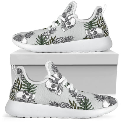 Tropical Pineapple Skull Pattern Print Mesh Knit Shoes GearFrost