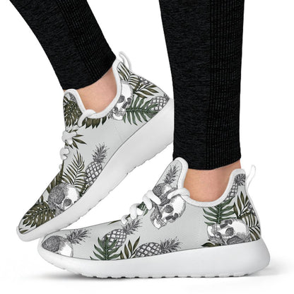 Tropical Pineapple Skull Pattern Print Mesh Knit Shoes GearFrost